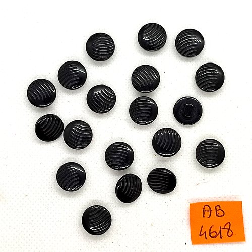 19 boutons en résine noir - 11mm - ab4618