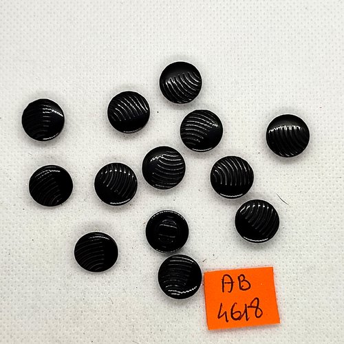 13 boutons en résine noir - 12mm - ab4618