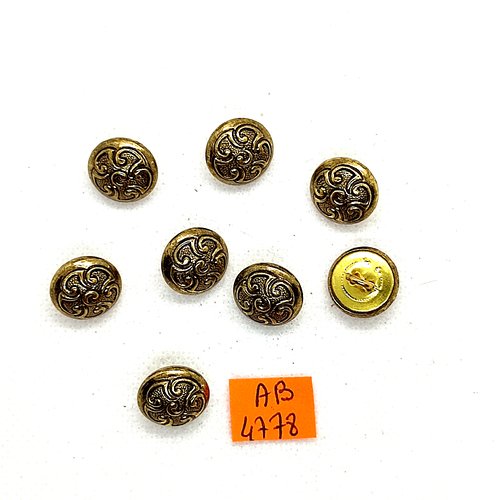 8 boutons en métal doré - 14mm - ab4778