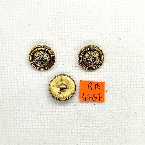 3 boutons en résine doré - 18mm - ab4767