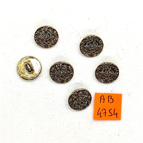 6 boutons en métal doré - 15mm - ab4754