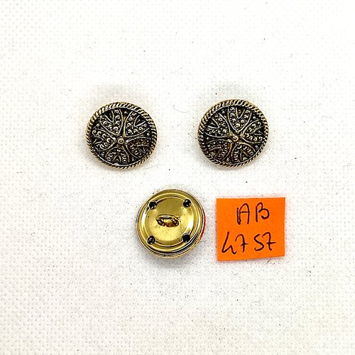 3 boutons en métal doré - 18mm - ab4757