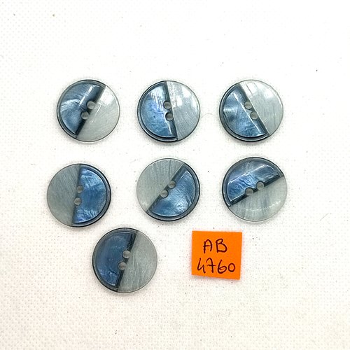 7 boutons en résine bleu transparent - 21mm - ab4760