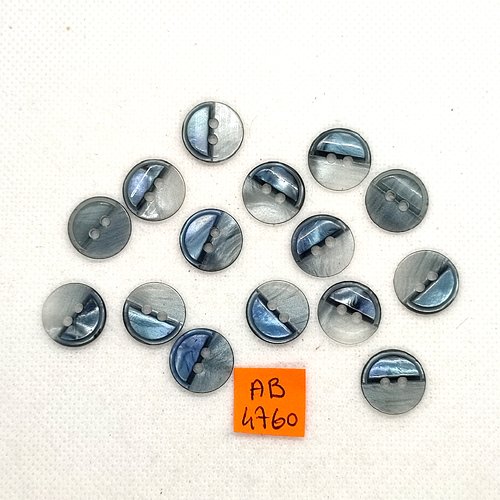 15 boutons en résine bleu transparent - 15mm - ab4760