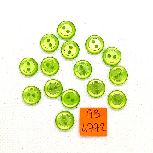 15 boutons en résine vert - 11mm - ab4772