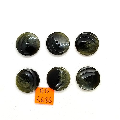 6 boutons en résine vert - 23mm - ab4686