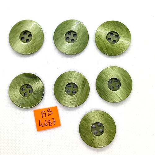 7 boutons en résine vert - 27mm - ab4687