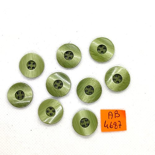 9 boutons en résine vert - 18mm - ab4687