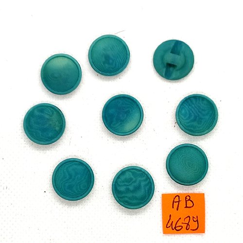9 boutons en résine bleu- 15mm - ab4689