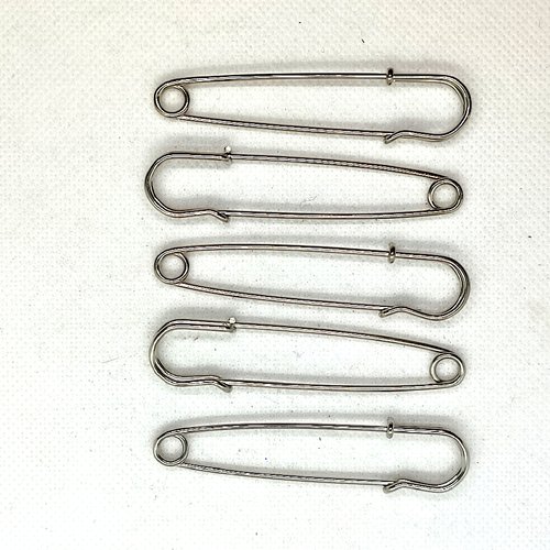 5 broches en métal argenté - 69x13mm - 4