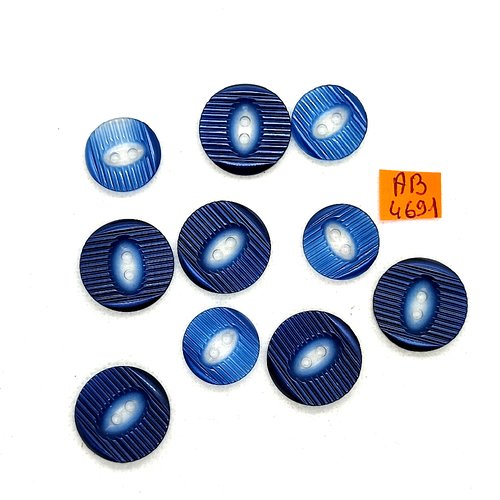 10 boutons en résine bleu - 22mm et 18mm - ab4691