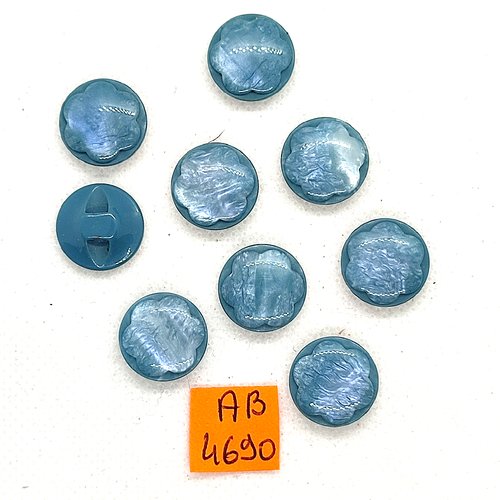 9 boutons en résine bleu - 15mm - ab4690