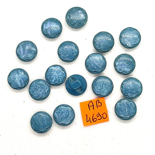 17 boutons en résine bleu - 13mm - ab4690