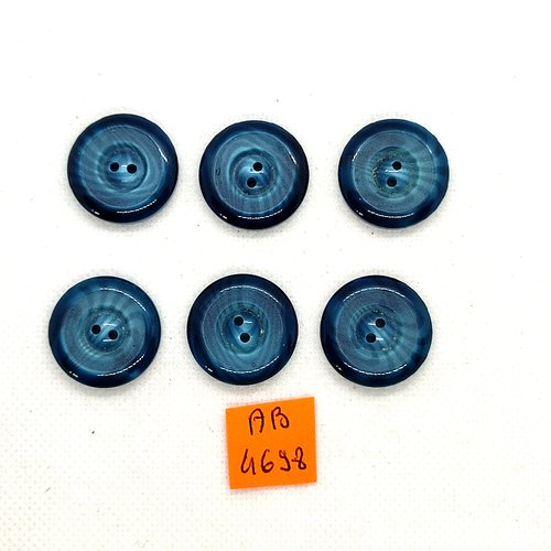 6 boutons en résine bleu - 23mm - ab4698