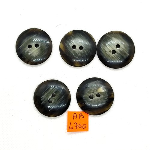 6 boutons en résine gris/vert - 28mm - ab4700