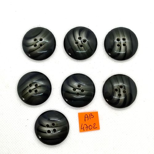7 boutons en résine gris - 27mm - ab4702