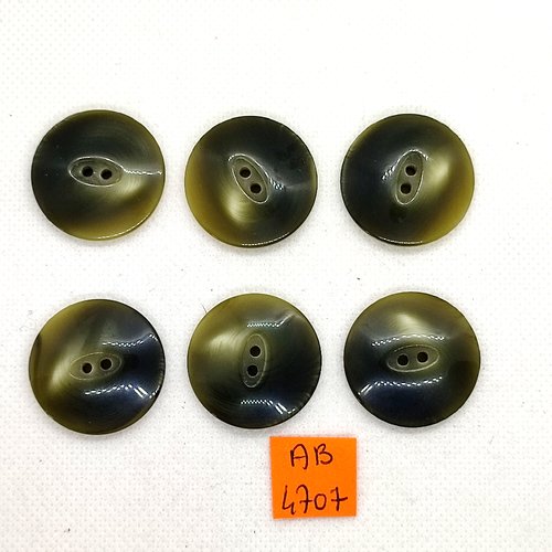 6 boutons en résine vert - 28mm - ab4707