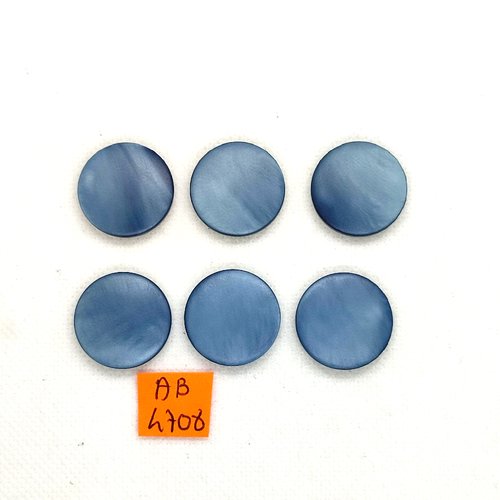 6 boutons en résine bleu - 22mm - ab4708