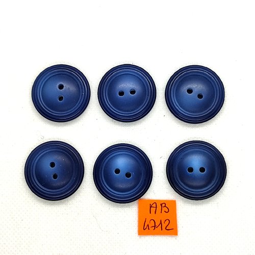 6 boutons en résine bleu - 27mm - ab4712