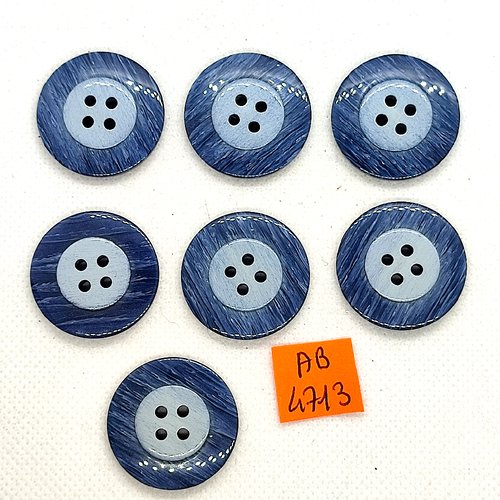 7 boutons en résine bleu - 27mm - ab4713