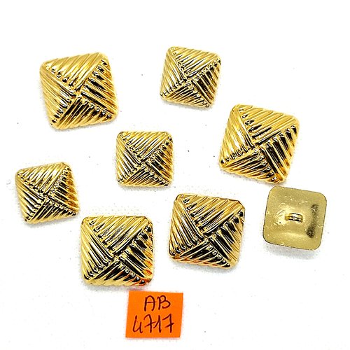 8 boutons en résine doré - 22x22mm et 18x18mm - ab4717