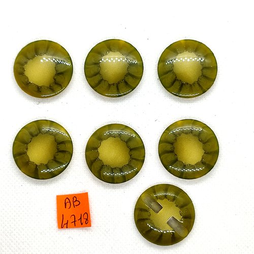 7 boutons en résine vert - 27mm - ab4718