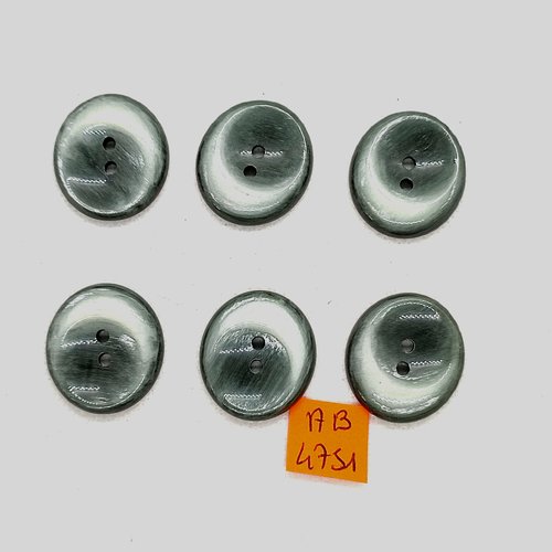 6 boutons en résine vert/gris - 27x24mm - ab4751