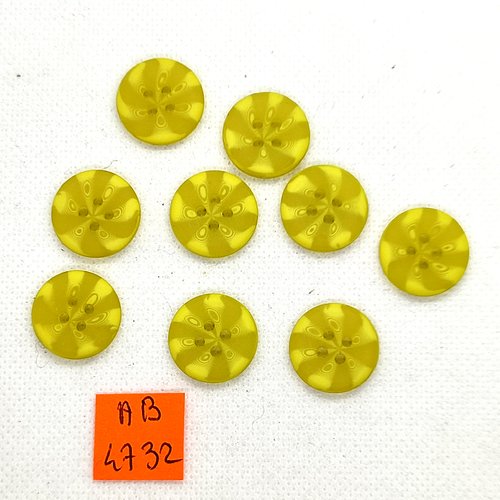 9 boutons en résine vert - 18mm - ab4732