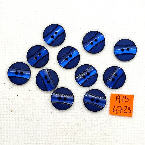 11 boutons en résine bleu foncé - 15mm - ab4723