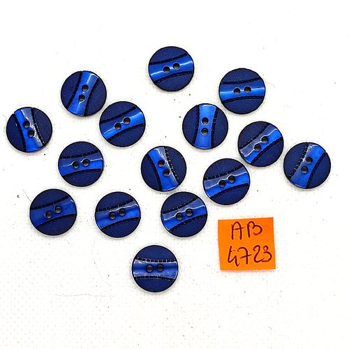 15 boutons en résine bleu foncé - 13mm - ab4723