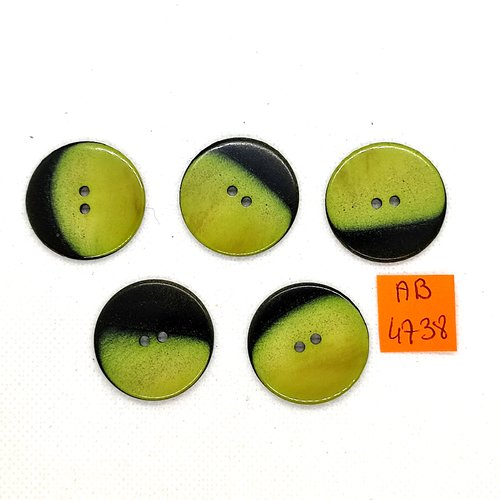 5 boutons en résine vert - 27mm - ab4738