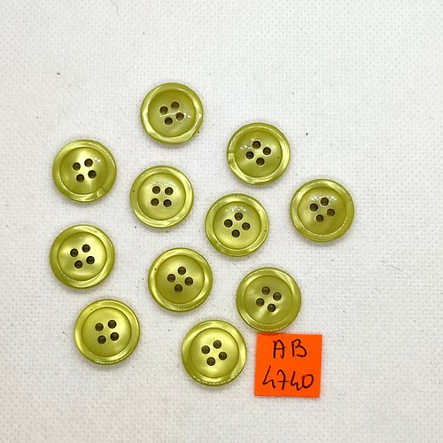 11 boutons en résine vert clair - 17mm - ab4740