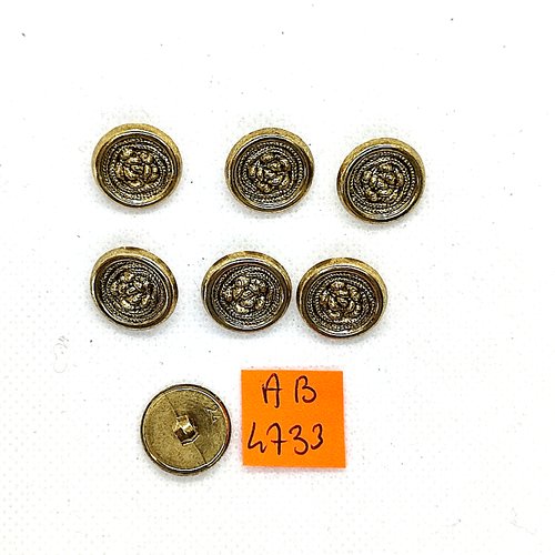 7 boutons en résine doré - 16mm - ab4732