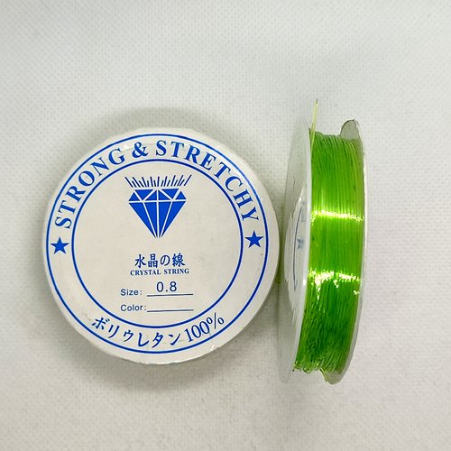 Bobine fil nylon élastique vert clair - 10m - 0.8mm