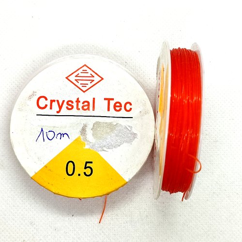 Bobine fil nylon élastique orange - 10m - 0.5mm