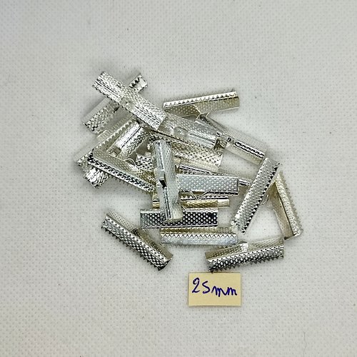 20 griffes en métal argenté - serres fils/ruban - 25mm