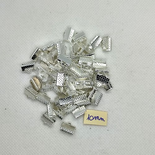 60 griffes en métal argenté - serres fils/ruban - 10mm