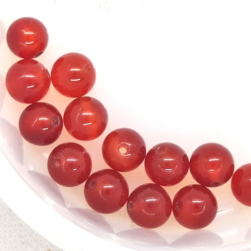 15 perles gemmes - cornaline rouge - 8mm
