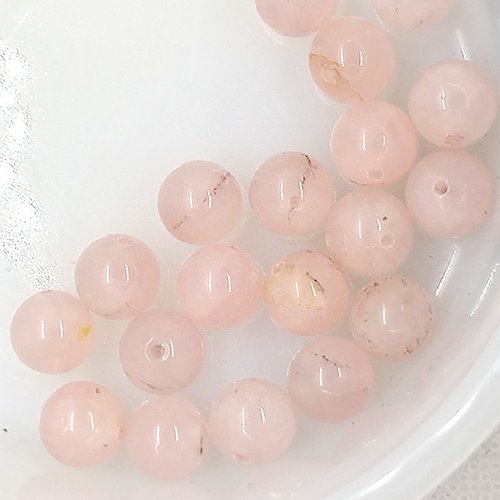 19 perles gemmes - quartz rose  - 8mm