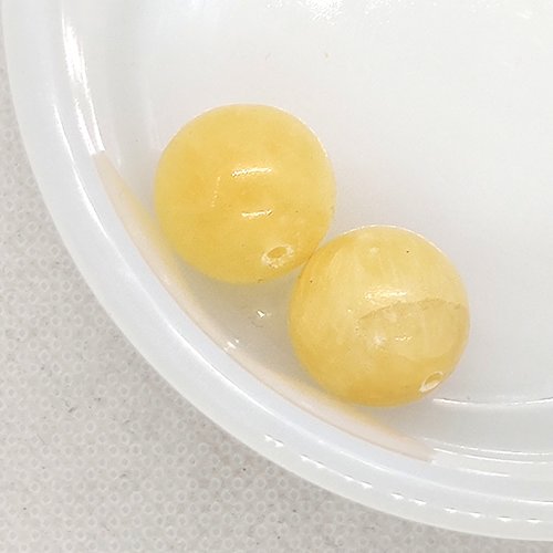2 perles gemmes - jade jaune  - 15mm