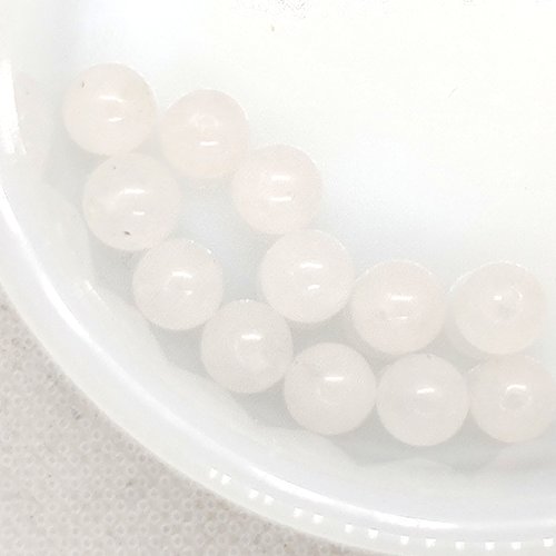 12 perles gemmes - jade blanc opaque - 8mm