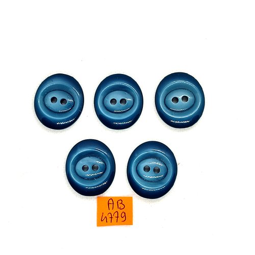 5 boutons en résine bleu - 23x26mm - ab4779