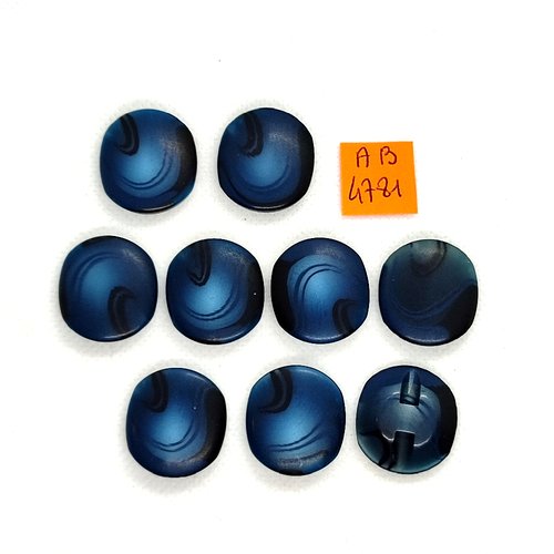 9 boutons en résine bleu - 21x23mm - ab4781