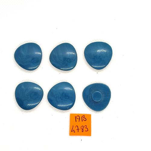 6 boutons en résine bleu - 21mm - ab4783