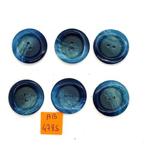 6 boutons en résine bleu dégradé - 28mm - ab4785