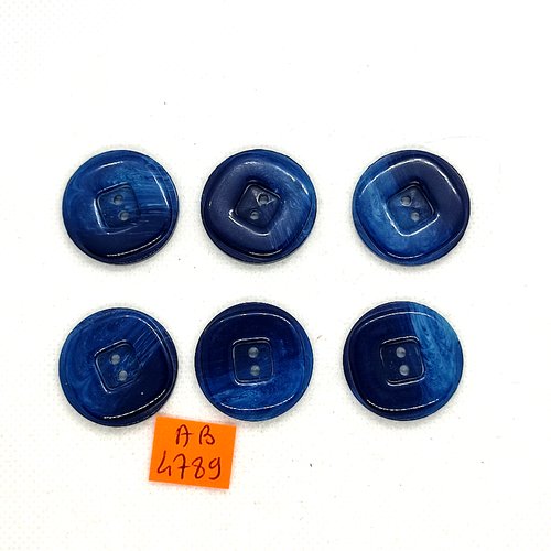6 boutons en résine bleu - 25mm - ab4789