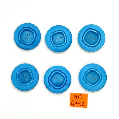 6 boutons en résine bleu - 27mm - ab4792