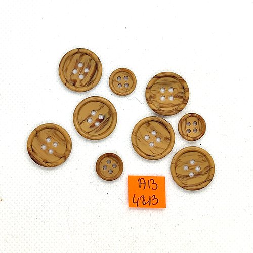 9 boutons en bois marron - 18mm et 11mm - ab4813
