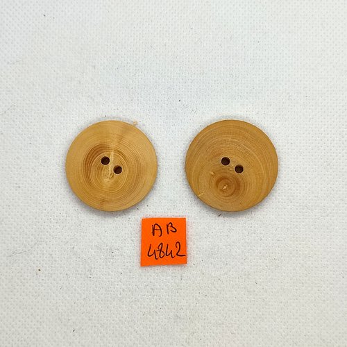 2 boutons en bois marron - 31mm - ab4842