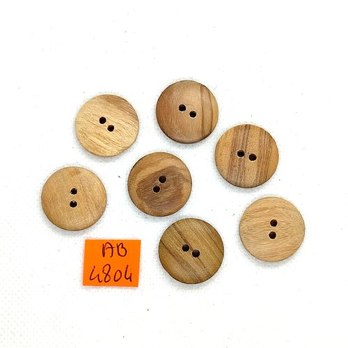 7 boutons en bois marron - 20mm - ab4804
